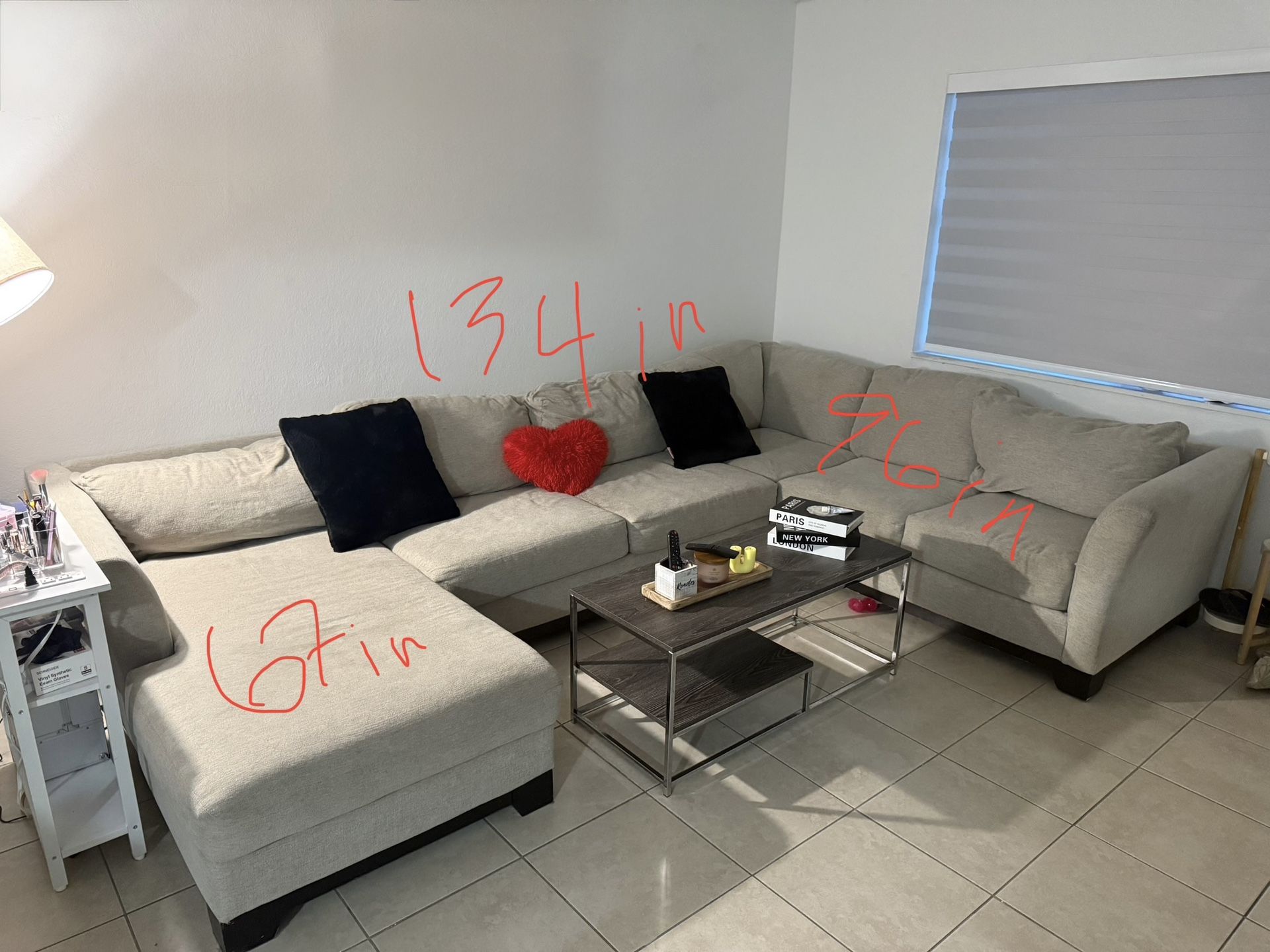 Grey/Beige Sectional Couch