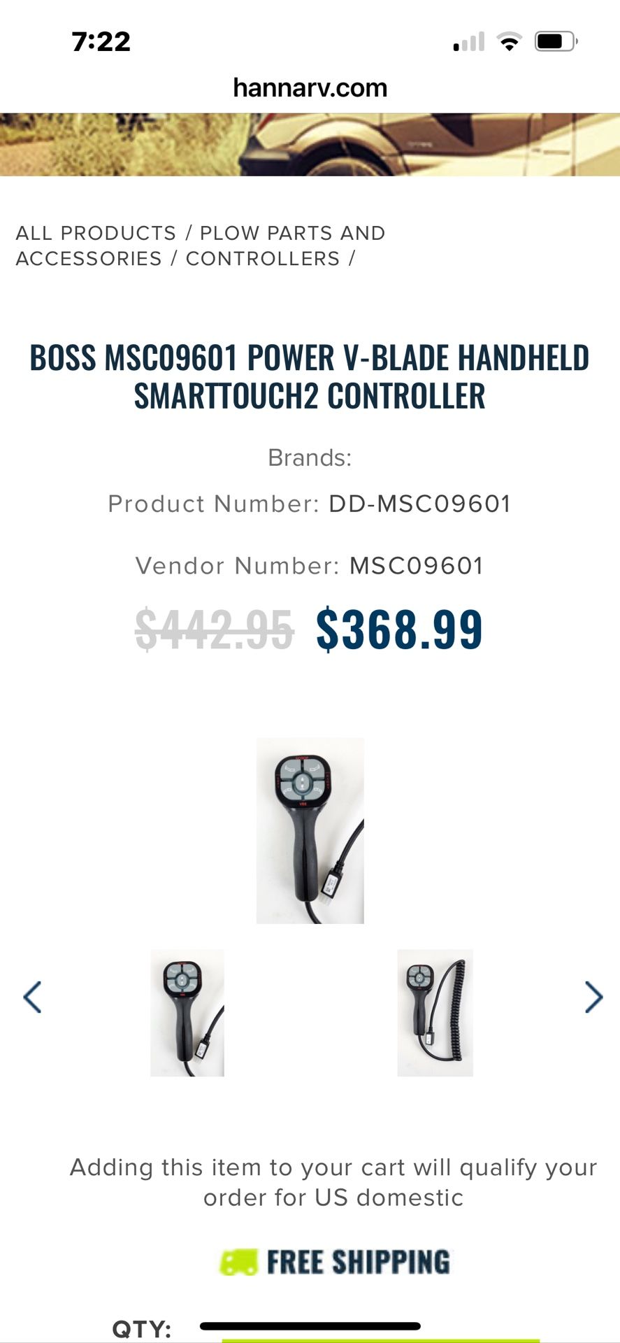 Boss Power V Blade Handheld Controller 