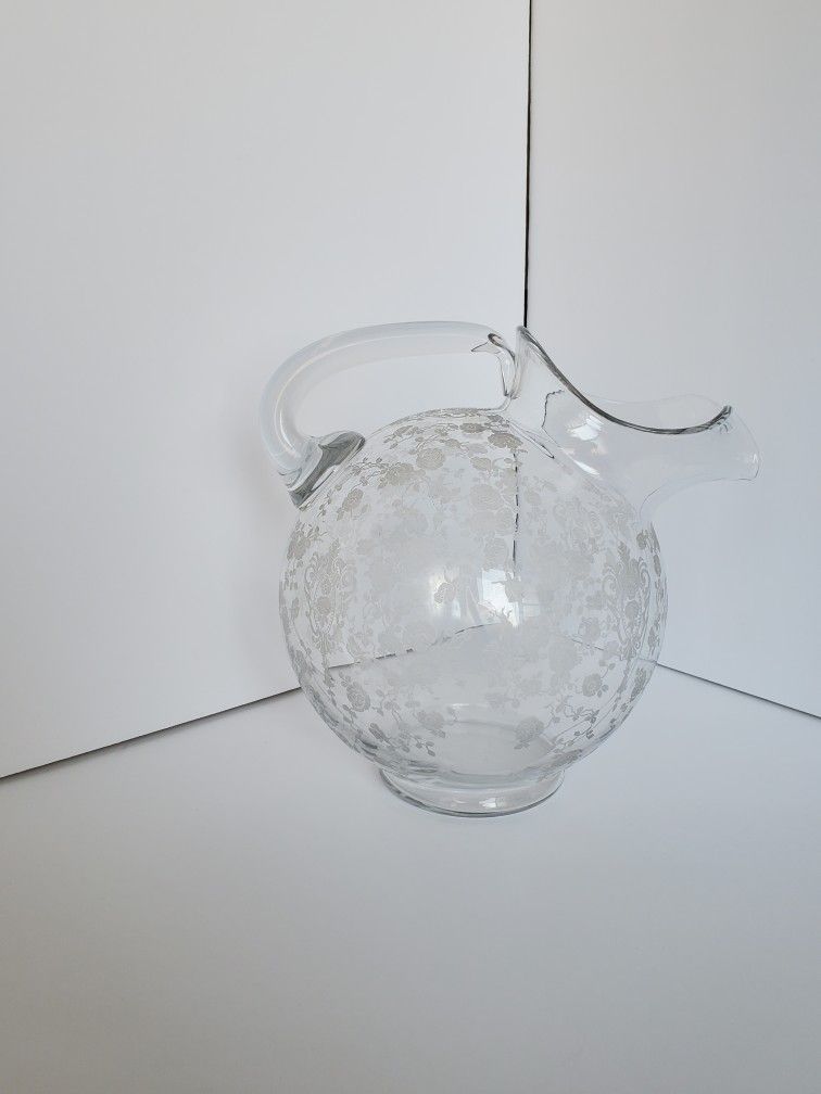 Crystal Antique Glass Leaning Pitcher