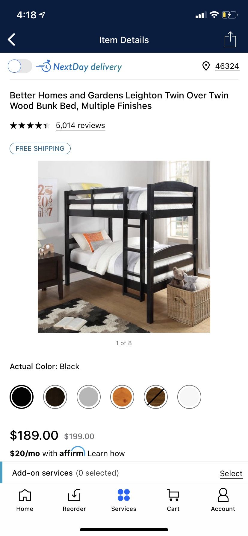 Bunk bed color black