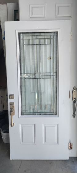 Exterior fiberglass half view with designer non-impact glass approximately 36x79