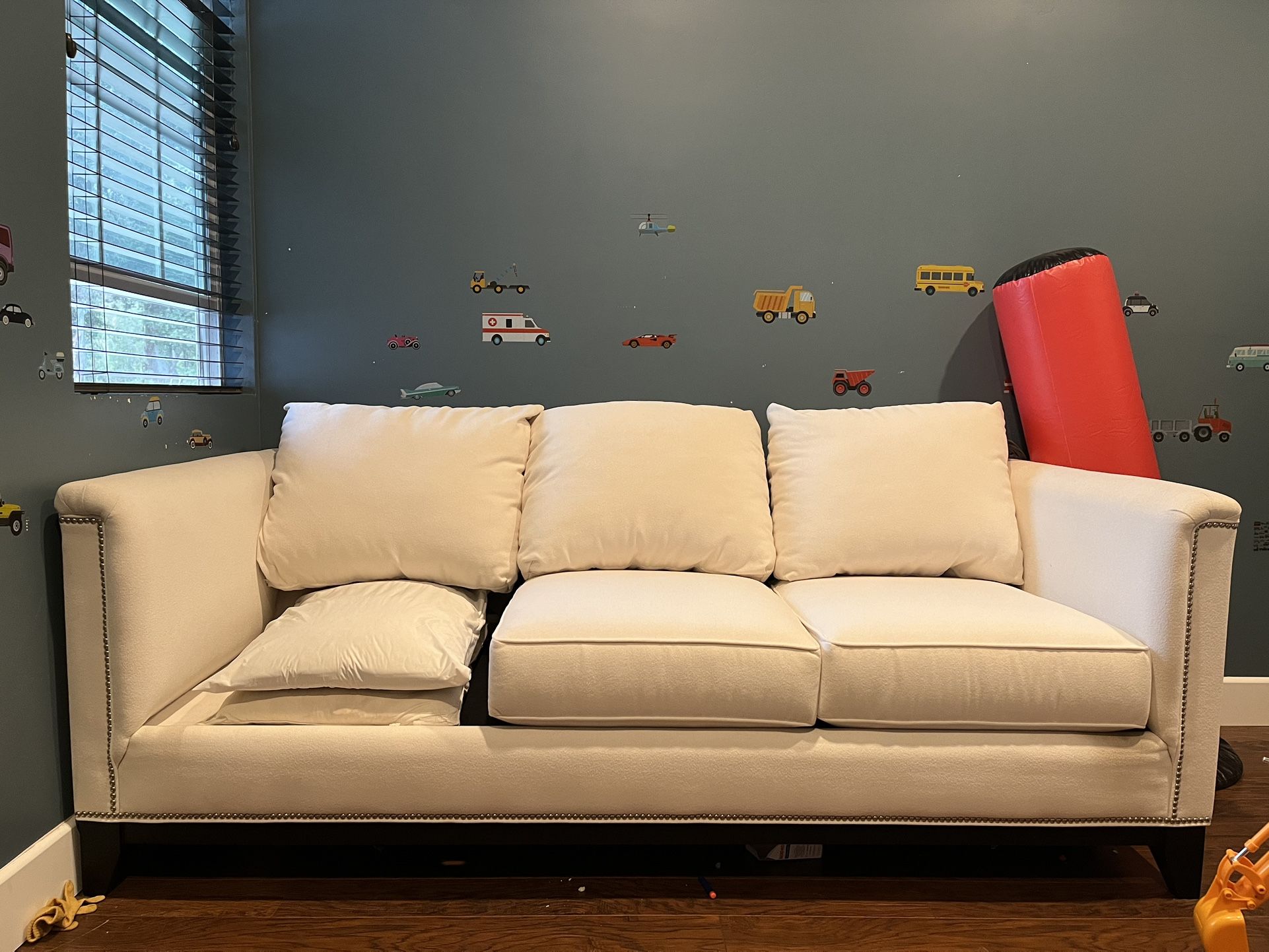Sleeper Sofa W/Chaise lounge And nail Head Trim
