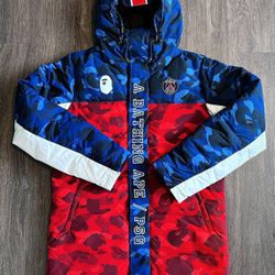 Bape X PSG Color Camo Long Snowboarding Jacket
