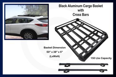 Universal Black Aluminum Roof Cargo Basket w/ Cross Bars 50"x38" NEW
