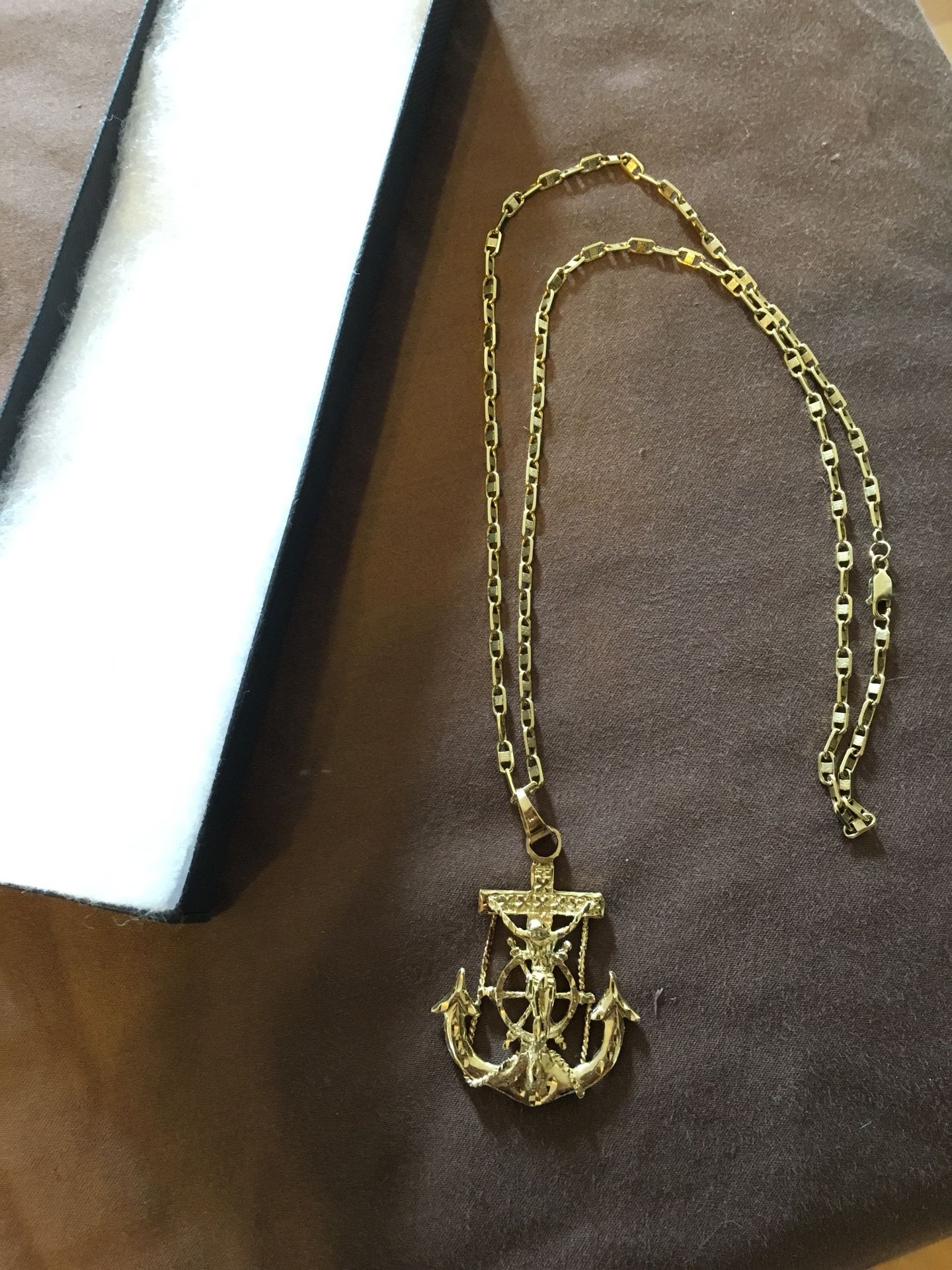 Real 14kt Gold Chain and Anchor Pendant