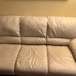 Set Of 3 Leather Sofas W Pull Sleeper And Leg Rest