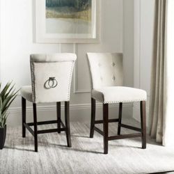 SAFAVIEH 29.5-inch Taylor Bar Stool - Light Grey / Espresso (Set of 2) ( Brand New)