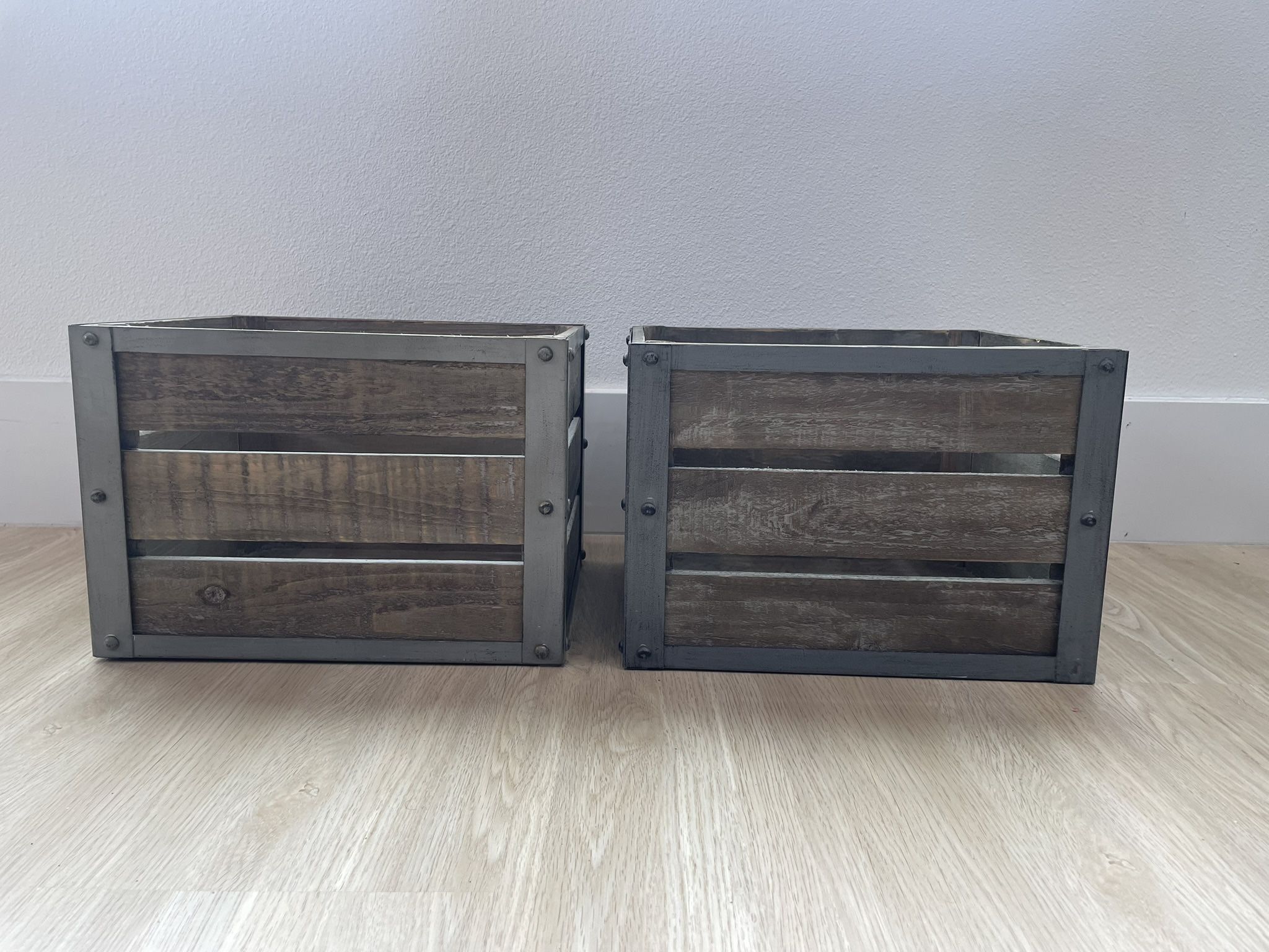 Decorative Wood Crates 11”x9”x8” Excellent Condition