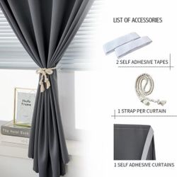 Brand New Self‑Adhesive Blackout Curtain, Gray 35in ×40in