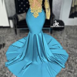 Gold And Teal Prom Dress For Sale