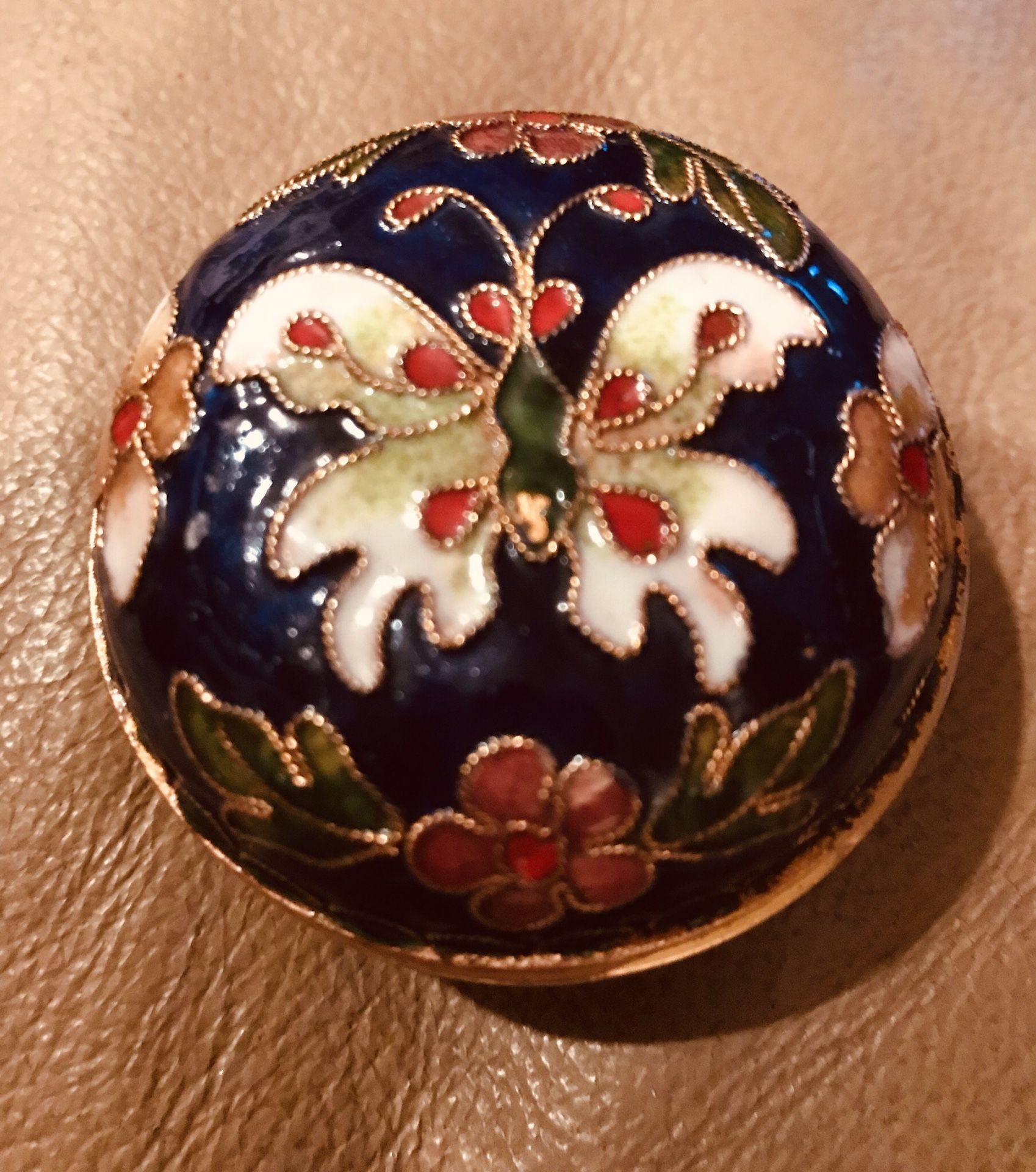 Vintage Cloisonné enameled butterfly tiny container