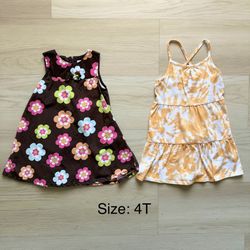 2 Girls Summer Dresses, Size 4T (toddler)