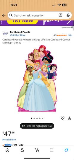 Brand new life size princess cut out