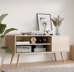 Mid Century Modern TV Stand, Oak - CG36