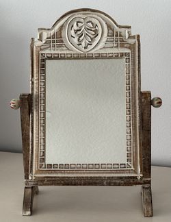 19”H Carved Oak Wood Tilt Top Table Mirror