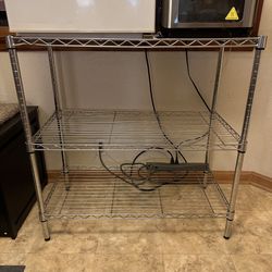3 Tier Wire Shelf Unit- metal rack heavy duty