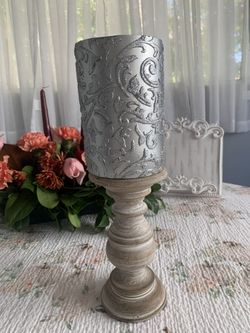 Beautiful Silver Holiday Candle - Large 