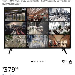 ENS 43 Inch Surveillance-Grade Large Size 24/7 4K Monitor Screen, 43 Inch, 3840 x2160 HD, 16:9 Aspect Ratio, LCD Monitor with HDMI, VGA, USB, Designed