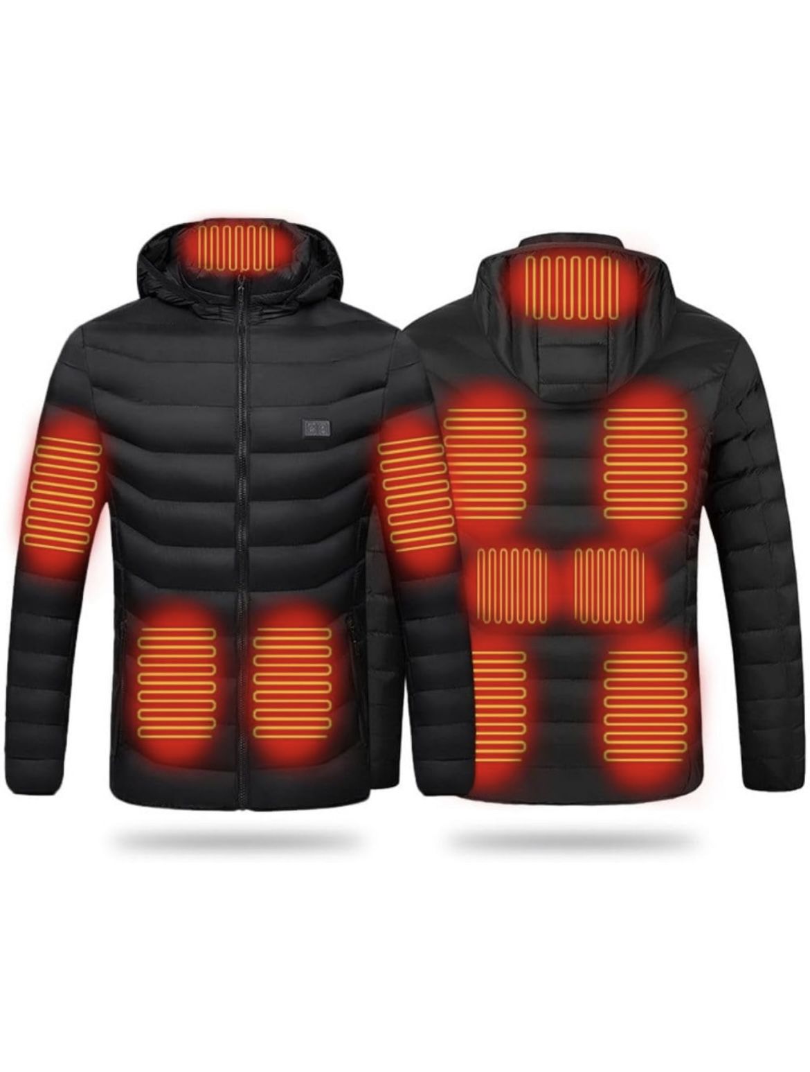 Super Therma - Heated Jacket for Women and Men with Battery Pack 5V 11 Heating Zones Heated Coat Detachable Hood