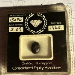 Certified Columbian 5.09 Carat Oval Sapphire 