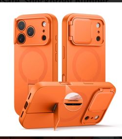 NEW Orange iPhone 17 Pro Shockproof Bumper Case with Stand