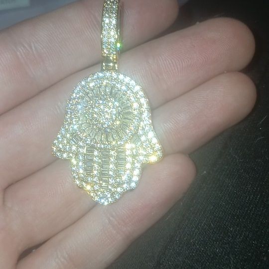 18k gold plated & diamond Pendant with rope chain