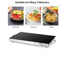 Costway 22''x 14'' Electric Warming Tray Hot Plate Dish Warmer w/ Adjustable Temperature