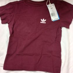 Adidas Originals Unisex Kid's Adicolor T-Shirt, Maroon (Size  4T) 