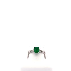 14k White Gold 1.13ct Emerald 0.17ct Diamonds Ring