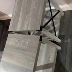 Light Grey Farmhouse End Tables With Black Metal Sides 