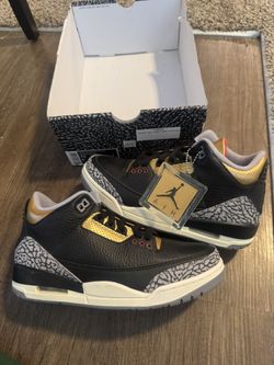 Jordan 3 Black Cement Gold 