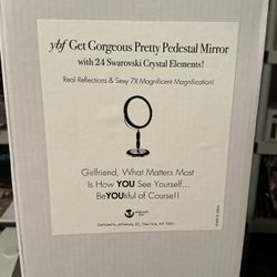 YBF Glam Pedestal Mirror – Dual Sided, 7X Magnification, Swarovski Design