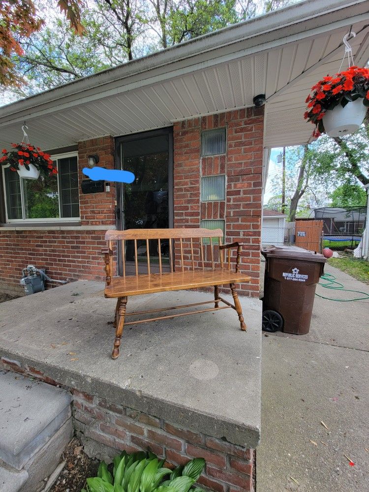 Vintage Wood Spindle Back Bench