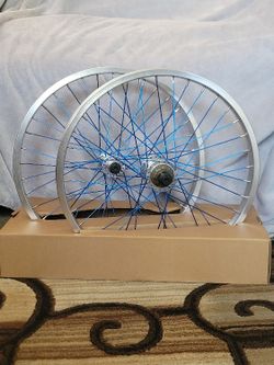 NEW Custom Premium Bicycle Bmx wheelset Blue Silver 20" 9T