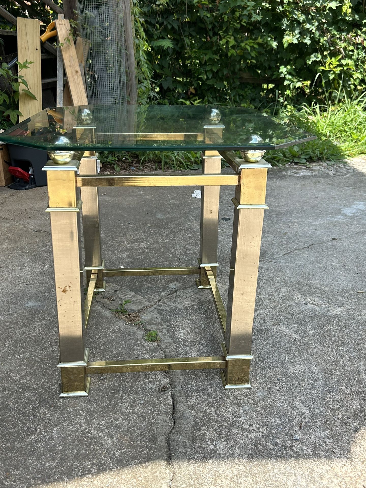 Metal End Table With Glass Top