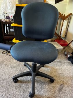 Blue Fabric Office Chair with Wheels