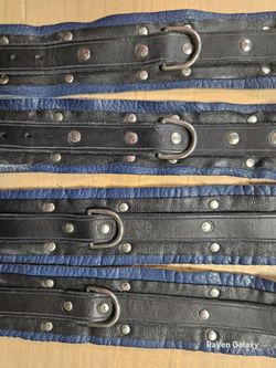 Handmade Heavy Leather Buckled Cuffs – Set of 4