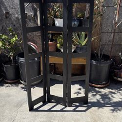 Black 3-Panel Folding Wood Room Divider
