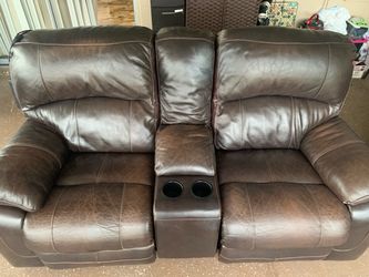 Comfortable Brown Leather Loveseat $100