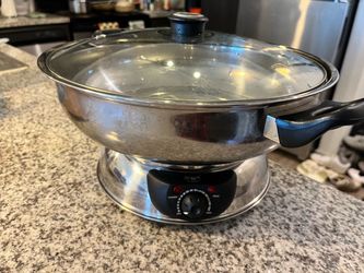 Electric Hot Pot / Steamboat with Glass Lid – Stainless Steel