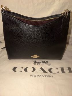 Coach Black Pebbled Leather Shoulder Bag