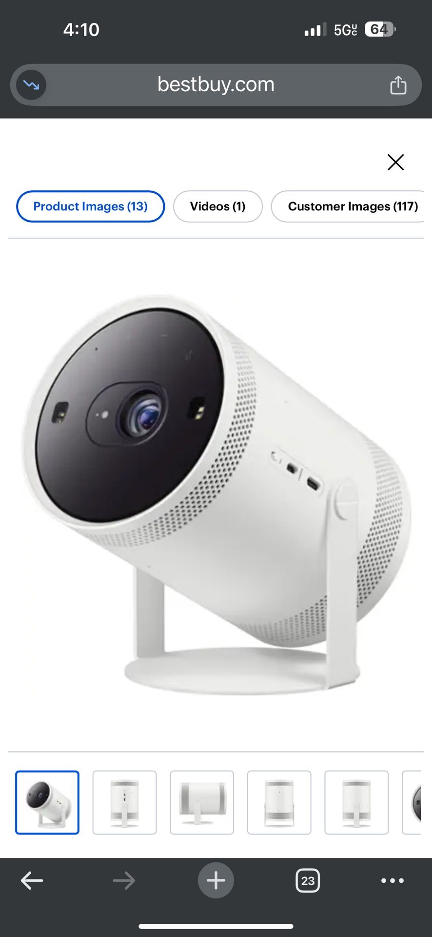 Samsung - The Freestyle 2nd Gen with Gaming Hub FHD HDR Smart Portable Projector - White