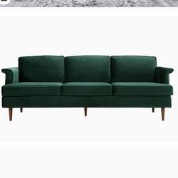 TOV Furniture The Porter Collection Contemporary Style Velvet Upholstered Living Room Sofa with Beech Wood Legs, Forest Green