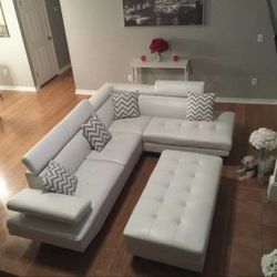 White Leather Sectional On Sale ** Ellenton Outlets ** In Stock