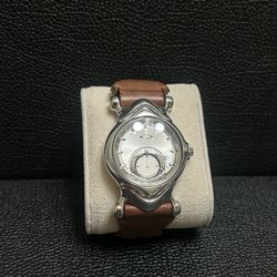 Oakley Swiss Made Watch Brown Leather Strap Small Seconds Futuristic Design Vintage Y2K
