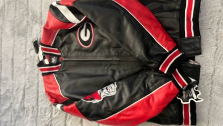 Red 2XL Leather Georgia Bulldog jacket