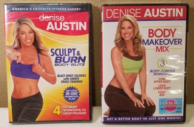 2 BRAND NEW Denise Austin DVDs - Sculpt & Burn, Body Makeover Mix