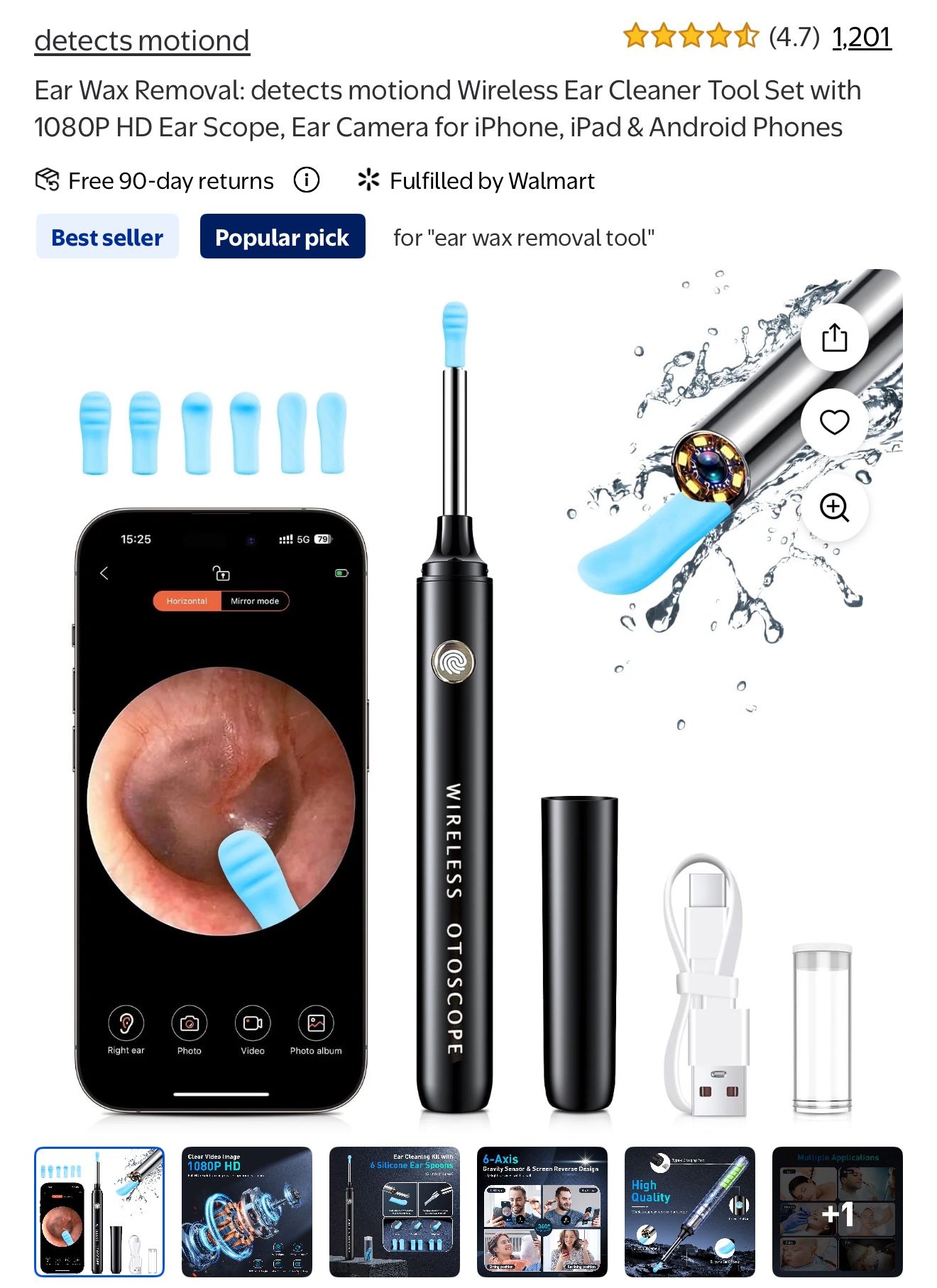 Wireless Smart Otoscope Ear Wax Removal Tool Kit For IOS and Android