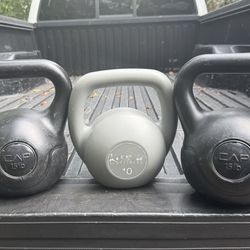 KETTLEBELLS :  (TWO) 10lbs.   &  SINGLE  20lb.