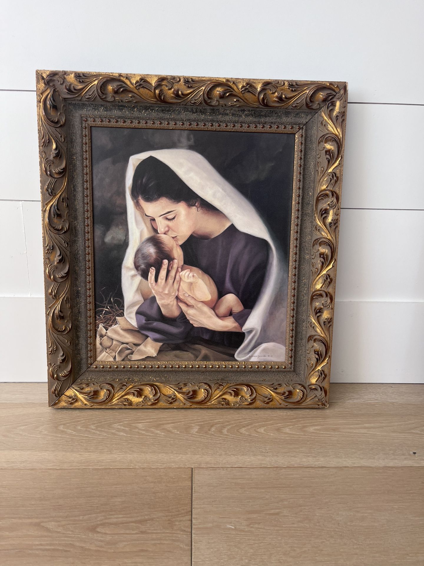 Rare Painting By Lemon Swindle Of Mary And Baby Jesus